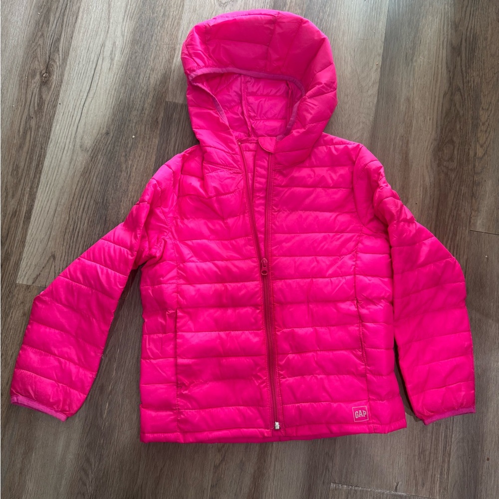 Gap Kids neon Pink lightweight packable Puffer Jacket Small